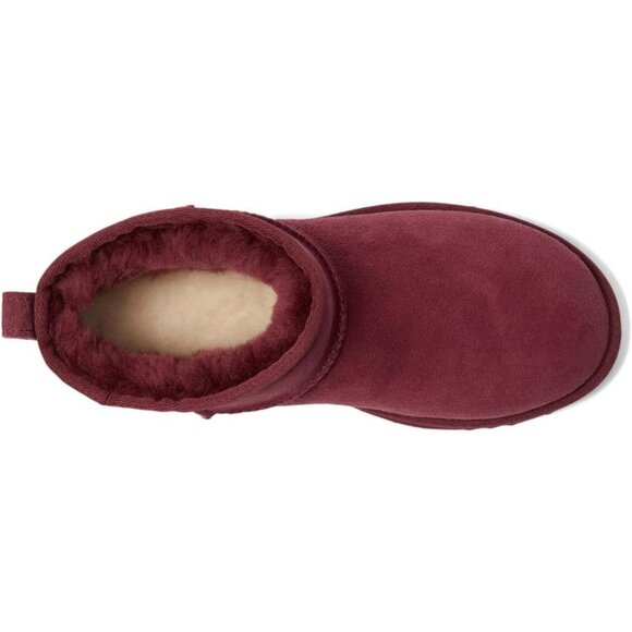 UGG Women's Burnt Magenta Rounded Toe Sheepskin Lining Classic Ultra Mini Boot - Picture 2 of 7